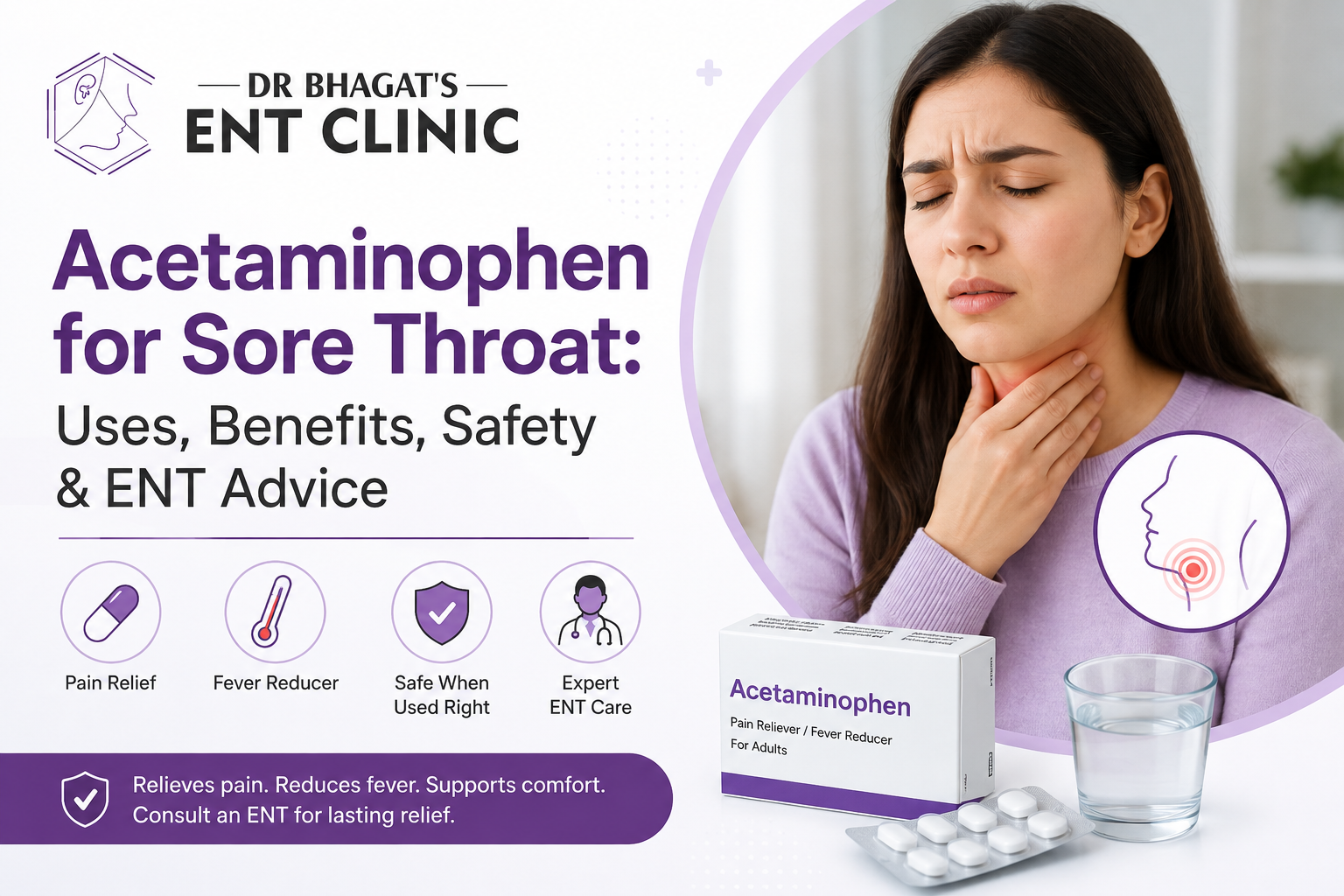 Acetaminophen for Sore Throat: Uses, Benefits, Safety & ENT Advice