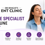 Nose specialist in Pune at Dr Bhagat’s ENT Clinic with a doctor examining a patient’s nose.