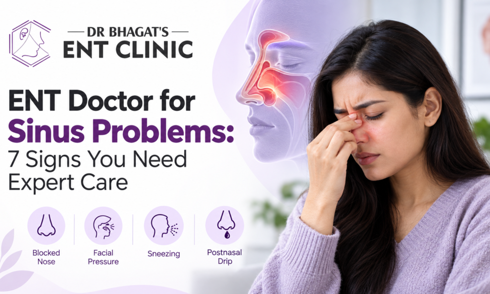 ENT doctor for sinus problems helping identify blocked nose, facial pressure, sneezing, and postnasal drip symptoms.